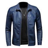 Men's Stand Collar Leather Jacket – Fashion Slim Fit Casual Korean Style - Himpall
